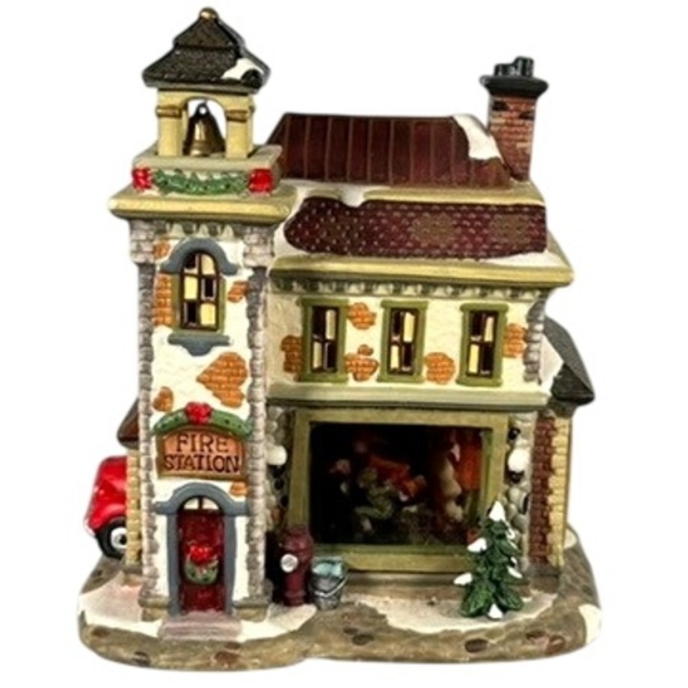 Norman Rockwell Saturday Evening Post Fire Station Village House Christmas Decor